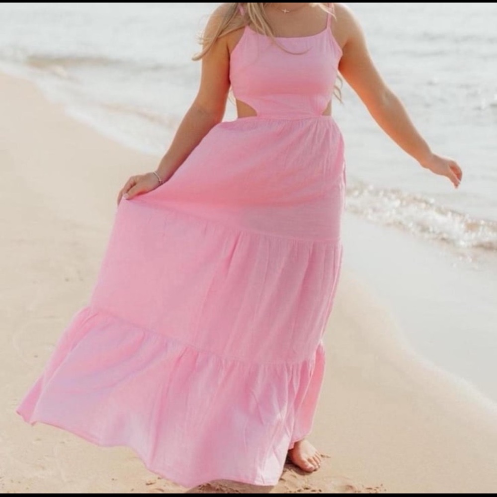 Pink Cutout Back Maxi Dress